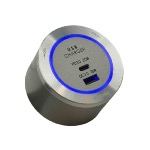 USB3QC - Chargeur USB rapide deux sorties - Titane - Led Bleu