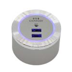 USB3QC-L - Chargeur USB rapide deux sorties - Titane - Led Bleu