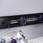 Prise de courant Anglaise BS3 Noire - Bague aluminium - Led bleu