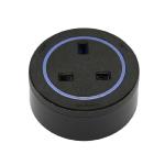 Prise de courant anglaise BS4-L Noire - Bague plastique Noire - Led Bleu