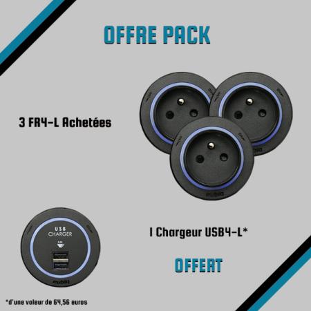 Offre Pack : 3 Prises FR4-L + 1 Chargeur USB4-L Offert 