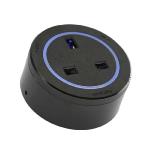 Prise de courant anglaise BS4-L Noire - Bague plastique Noire - Led Bleu