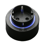 Prise de courant Schuko GS4-L Noire - Bague plastique Noire - Led Bleu